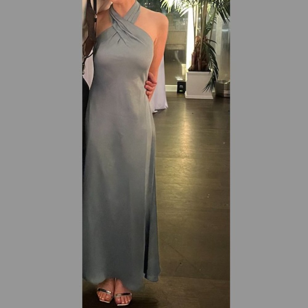 BHLDN Elegant Gray Halter Wedding Dress